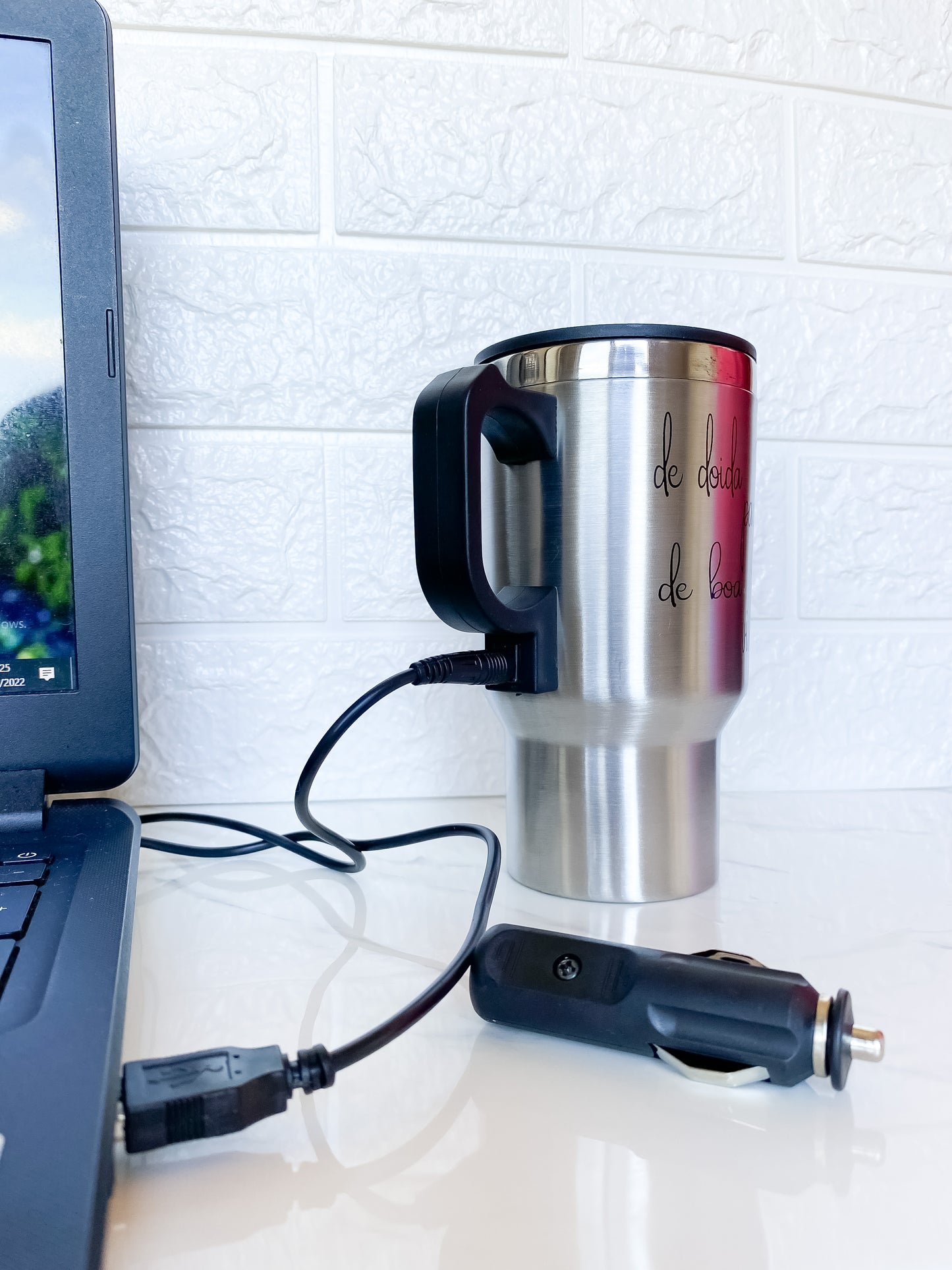 Caneca Elétrica Aquece Bebidas Usb carro escritório