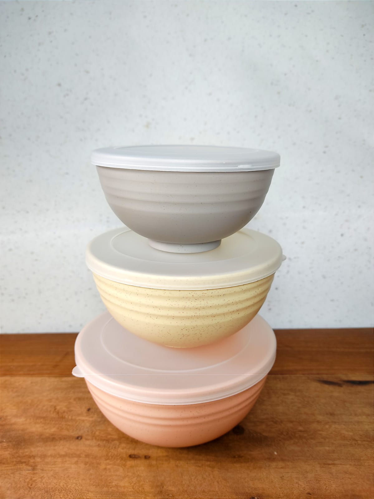 Conjunto Bowls Bambu Ecológico Com Tampa 3 Peças