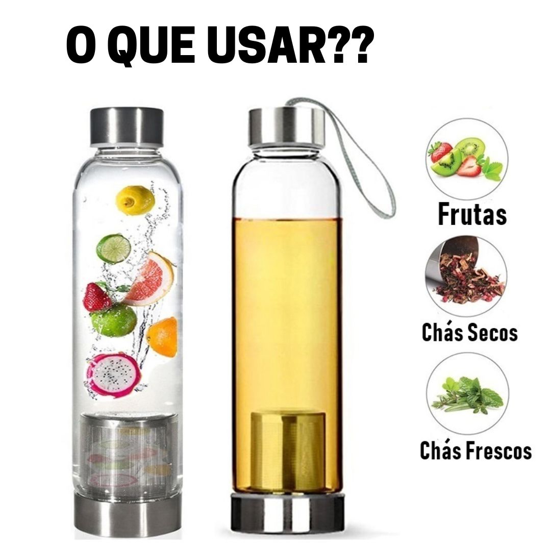 Garrafa de Vidro com Infusor em Inox