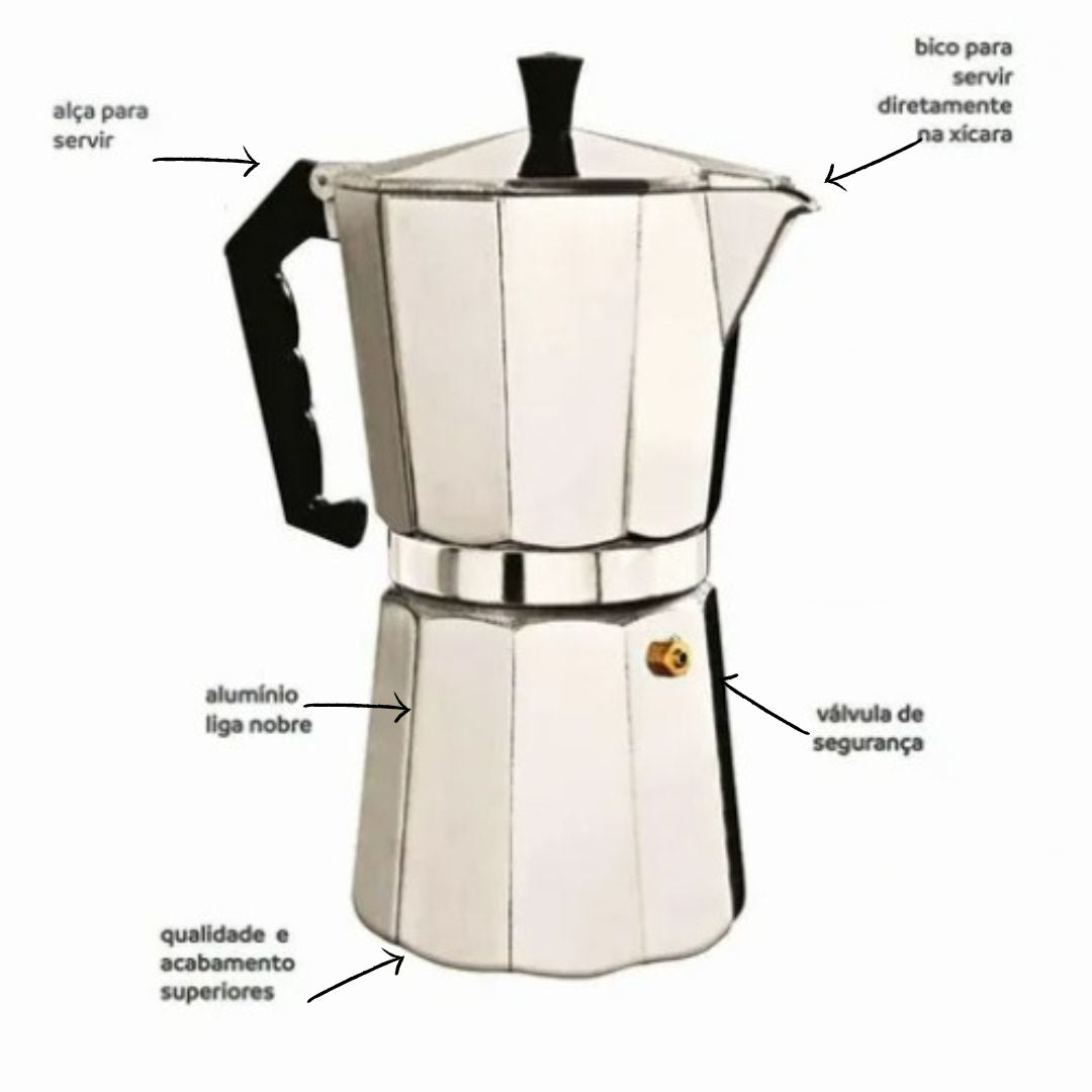 Cafeteira 9 Xícaras Manual Aço Inoxidável Italiana